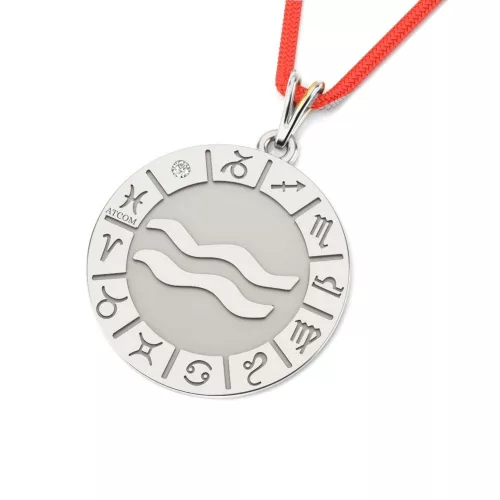 Srebrna zawieszka na sznurku model Wodnik