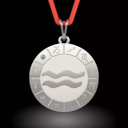 Srebrna zawieszka na sznurku model Wodnik