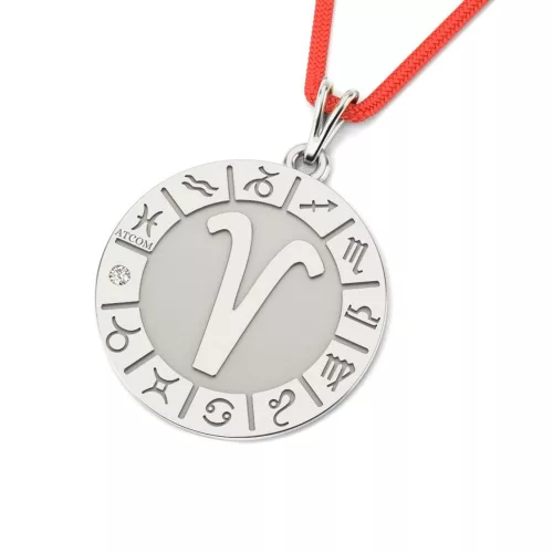 Srebrna zawieszka na sznurku model Aries