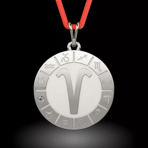 Srebrna zawieszka na sznurku model Aries