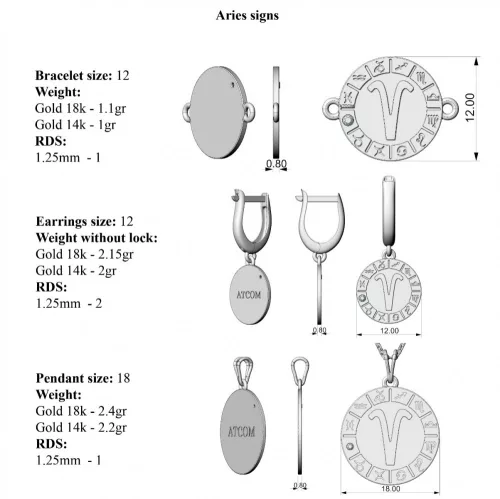 Srebrna zawieszka na sznurku model Aries