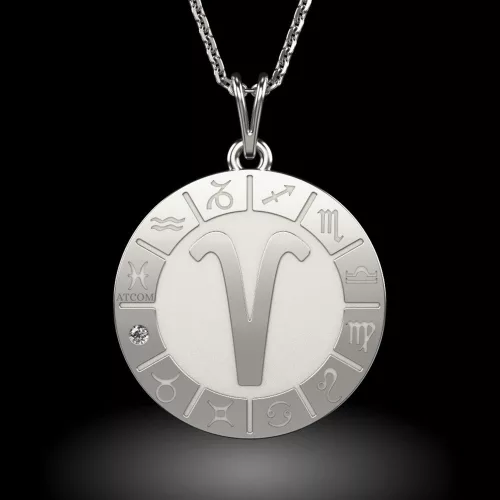 Srebrny łańcuszek z zawieszką model Aries