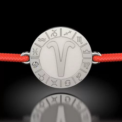 Srebrna bransoletka z czerwonym sznurkiem model Aries