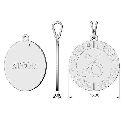 Srebrny łańcuszek z zawieszką model Capricornus